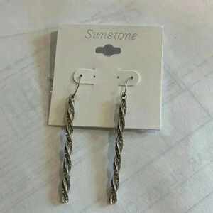 Sunstone silver earrings